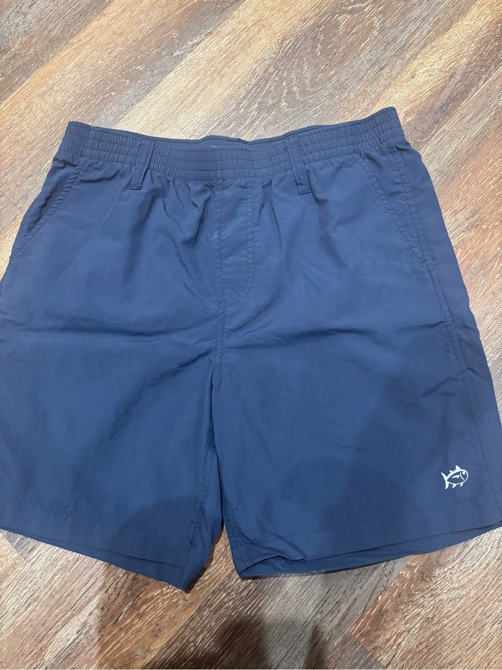 Southern Tide Navy Swim Trunks with Blue Logo Tag
